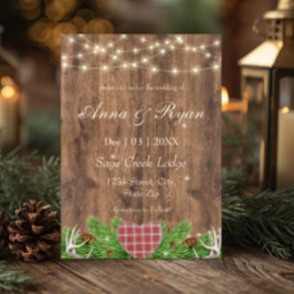 Invitación de boda rústica del bosque | Corazón de