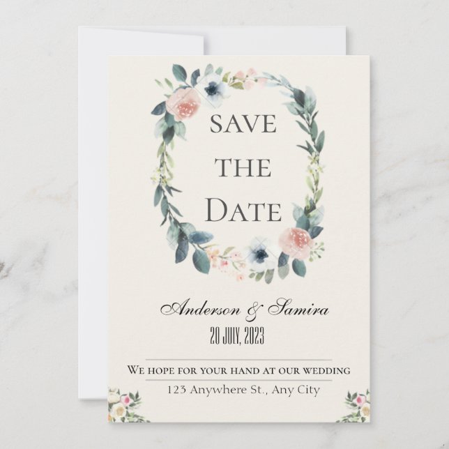 Invitación de boda rústica elegante (Anverso)