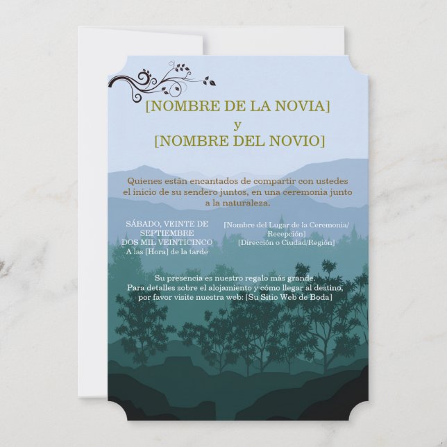 Invitación de Boda Rústica Elegante (Anverso)