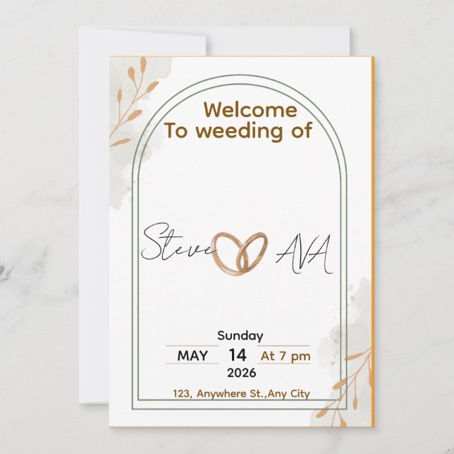 Invitación de boda rústica elegante (Anverso)