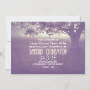 invitación de boda rústica en árbol de luces
