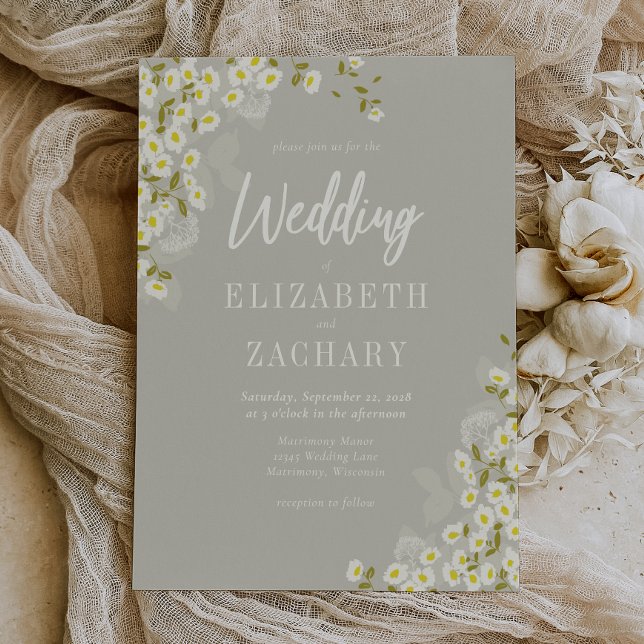 Invitación de boda rústica floral crema beige (Subido por el creador)