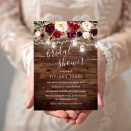Invitación de boda rústica floral de Borgoña