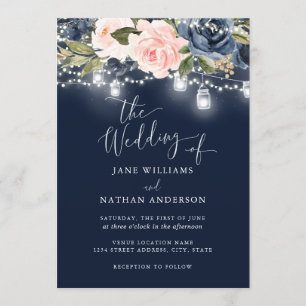 Invitación de boda rústica floral dorada con toque