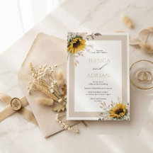 Invitación de boda rústica floral elegante de otoñ
