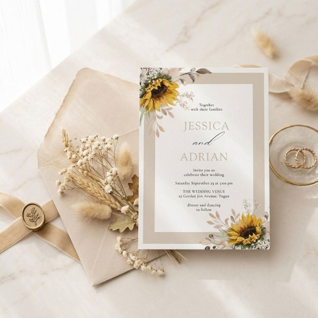 Invitación de boda rústica floral elegante de otoñ (Subido por el creador)