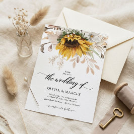 Invitación de boda rústica floral elegante de otoñ