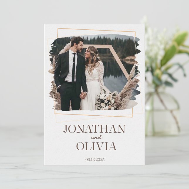 Invitación de Boda Rústica Moderna (Anverso de pie)