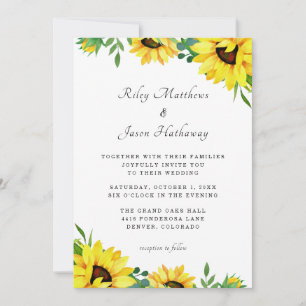 Invitación de boda rústica moderna de girasol bril