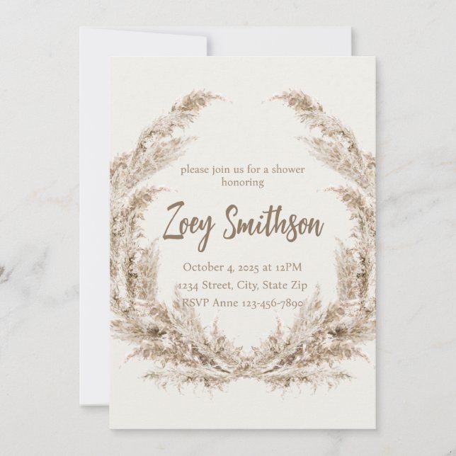 Invitación de Boda Rústica o Baby Shower (Anverso)