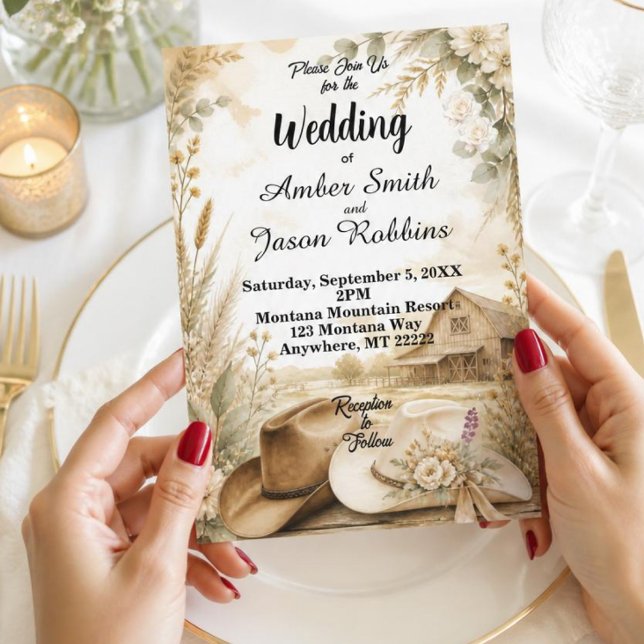 Invitación de boda rústica occidental de granero (Subido por el creador)