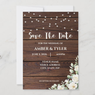 Invitación de boda rústica personalizable