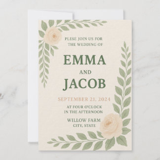 Invitación de Boda Rústica - Salvia y Rubor