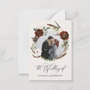 invitación de boda rústica y floral de wreath