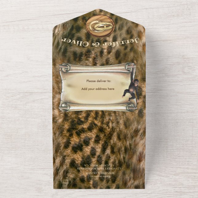 Invitación de boda Safari Fauna Todo en Uno (Afuera)