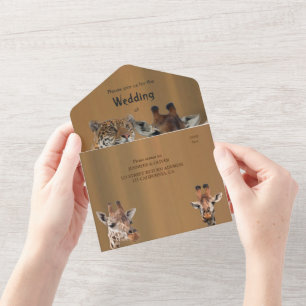Invitación de boda Safari Wildlife Todo en Uno