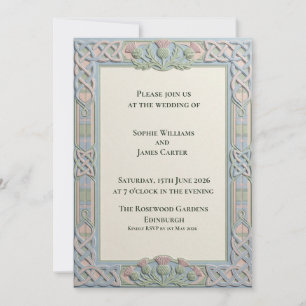 Invitación de boda Sage Celtic Thistle