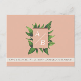 Invitación de boda Save The Date con tono melocotó