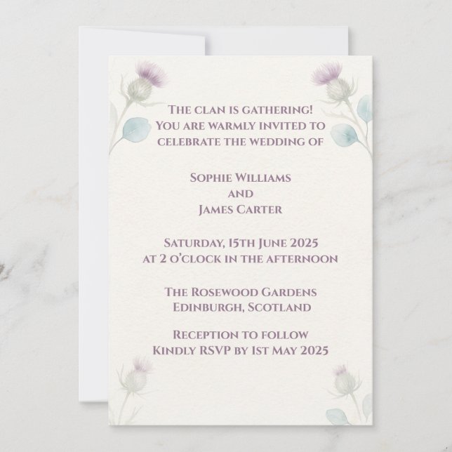 Invitación de boda Scottish Highland Skies (Anverso)