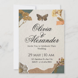 Invitación de Boda Scrapbook de Motas Botánicas Vi