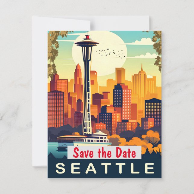 Invitación de boda Seattle Needle Green (Anverso)