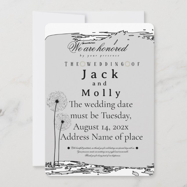 Invitación de boda Sencillez que habla de lujo (Anverso)