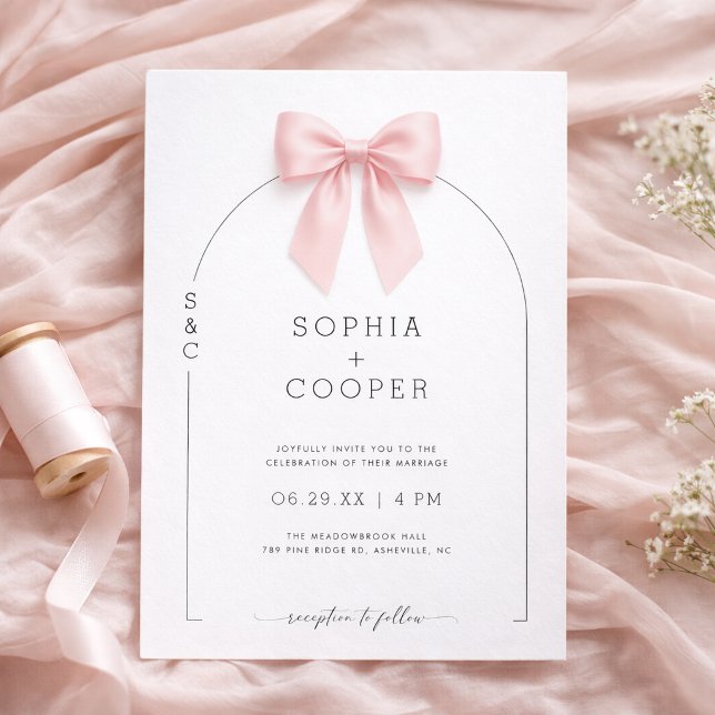 Invitación de Boda Serif Moderna con Arco de Lazo  (Subido por el creador)