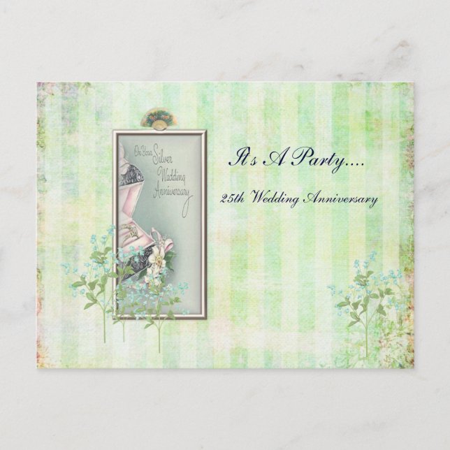 Invitación de boda Shabby chic 25º aniversario de  (Anverso)