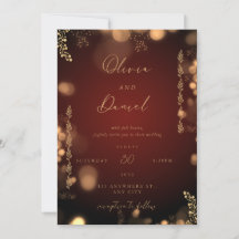 Invitación de boda Signature de oro marrón caoba