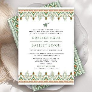 Invitación de Boda Sij de Green Ikat Anand Karaj