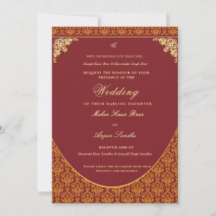 Invitación de boda sij Panjabi