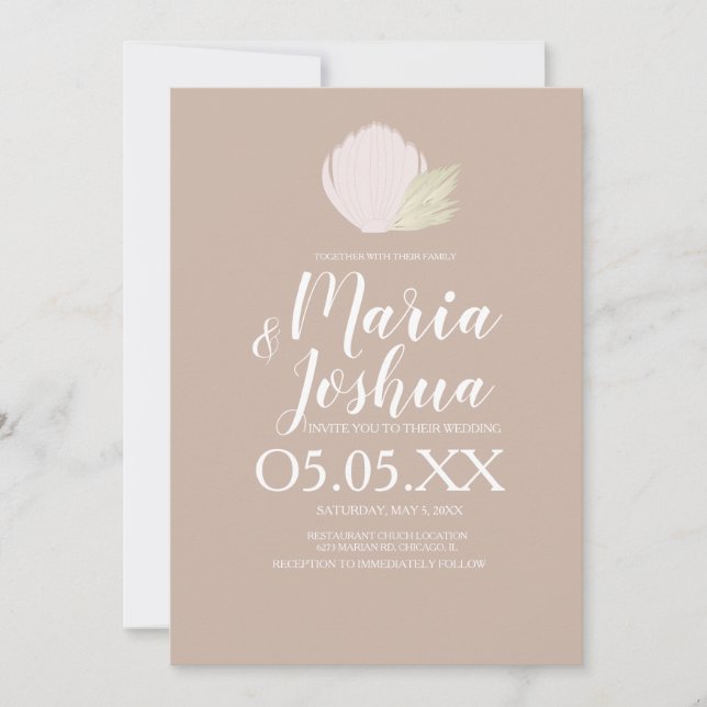 Invitación de boda silenciada de conchas de playa  (Anverso)