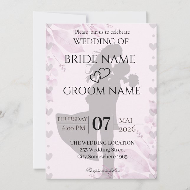 Invitación de Boda Silueta Minimalista (Anverso)