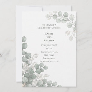 Invitación de boda Silver Eucalyptus Lunaria