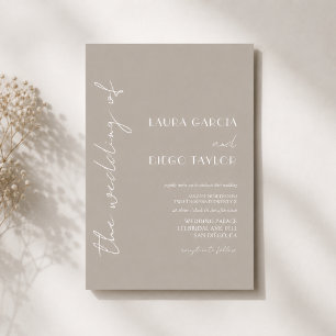 Invitación de boda simple beige neutral