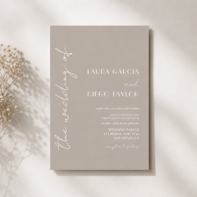 Invitación de boda simple beige neutral (Subido por el creador)