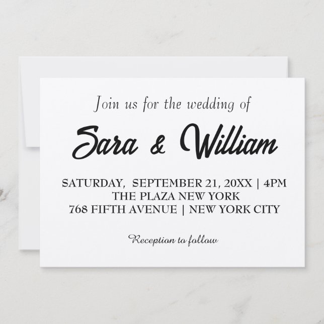 Invitación de boda simple boho kraft (Anverso)