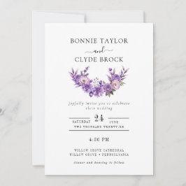Invitación de boda simple con delicado arte floral