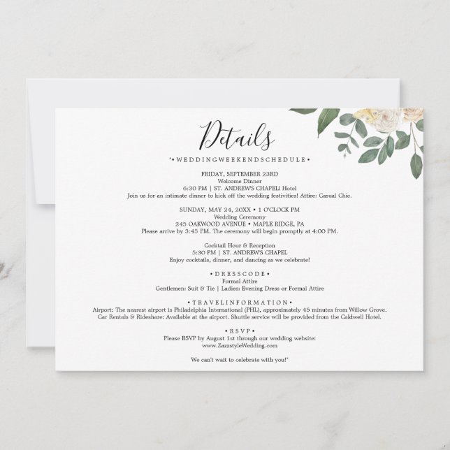 Invitación de Boda Simple con Hoja en el Reverso (Anverso)