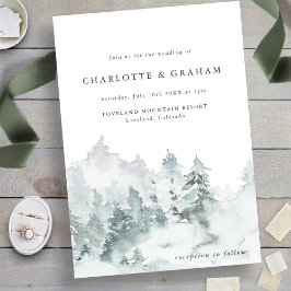 Invitación de boda simple de bosque con acuarela