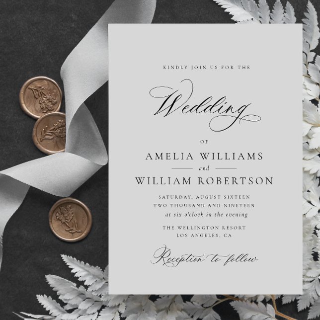 invitación de boda simple de caligrafía negra (Subido por el creador)