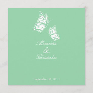 Invitación de Boda simple de mariposas verdes de f