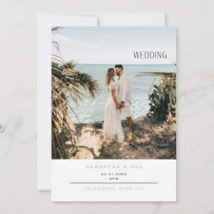 Invitación de boda simple de pareja con foto en co