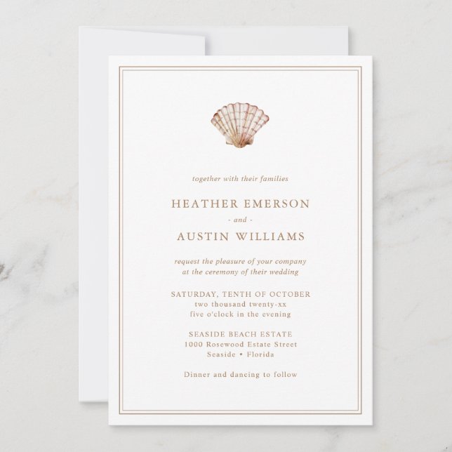 Invitación de Boda Simple de Playa (Anverso)