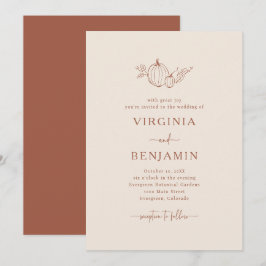 Invitación de boda simple de terracota