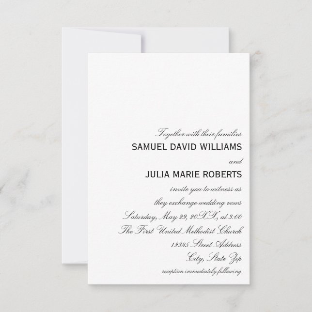 Invitación de Boda Simple Elegancia 3x5 (Anverso)