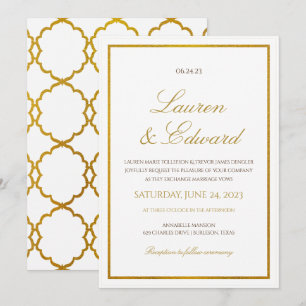Invitación de boda Simple Elegancia - Hoja de oro