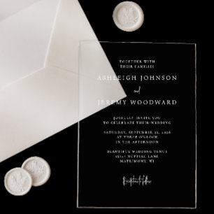 Invitación de boda simple elegante transparente