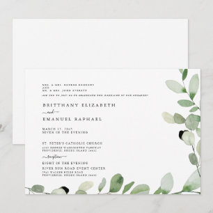 Invitación de boda simple en blanco con ambos padr