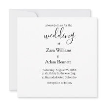 Invitación de boda simple en blanco y negro